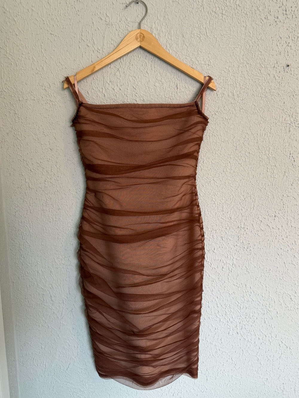 Sheer Ruched Bodycon Dress